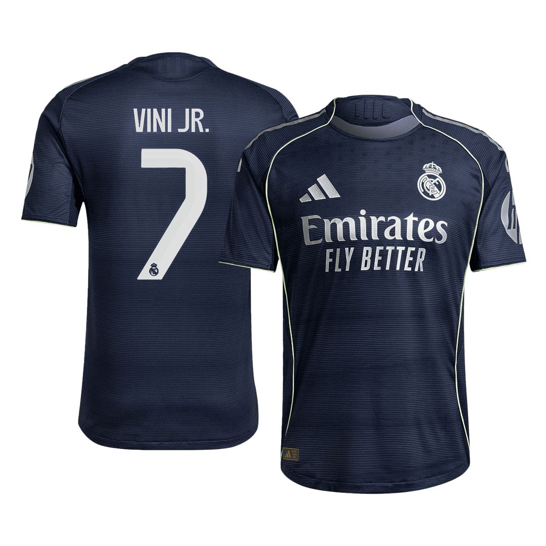 Real Madrid VINI JR. #7 Away Soccer Jersey Authentic 2025/26