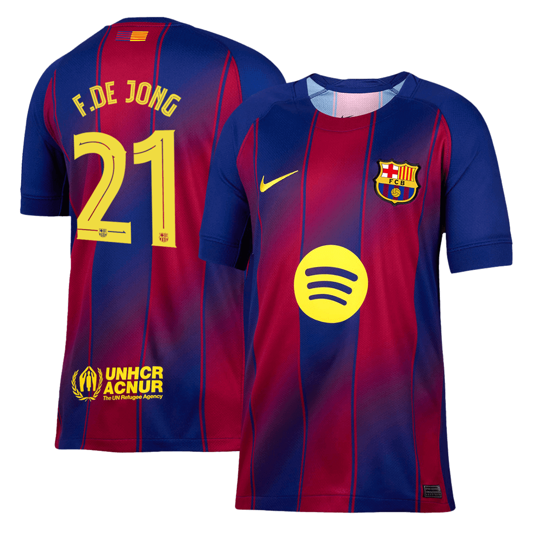 Barcelona F.DE JONG #21 Home Soccer Jersey 2025/26 - UCL Edition