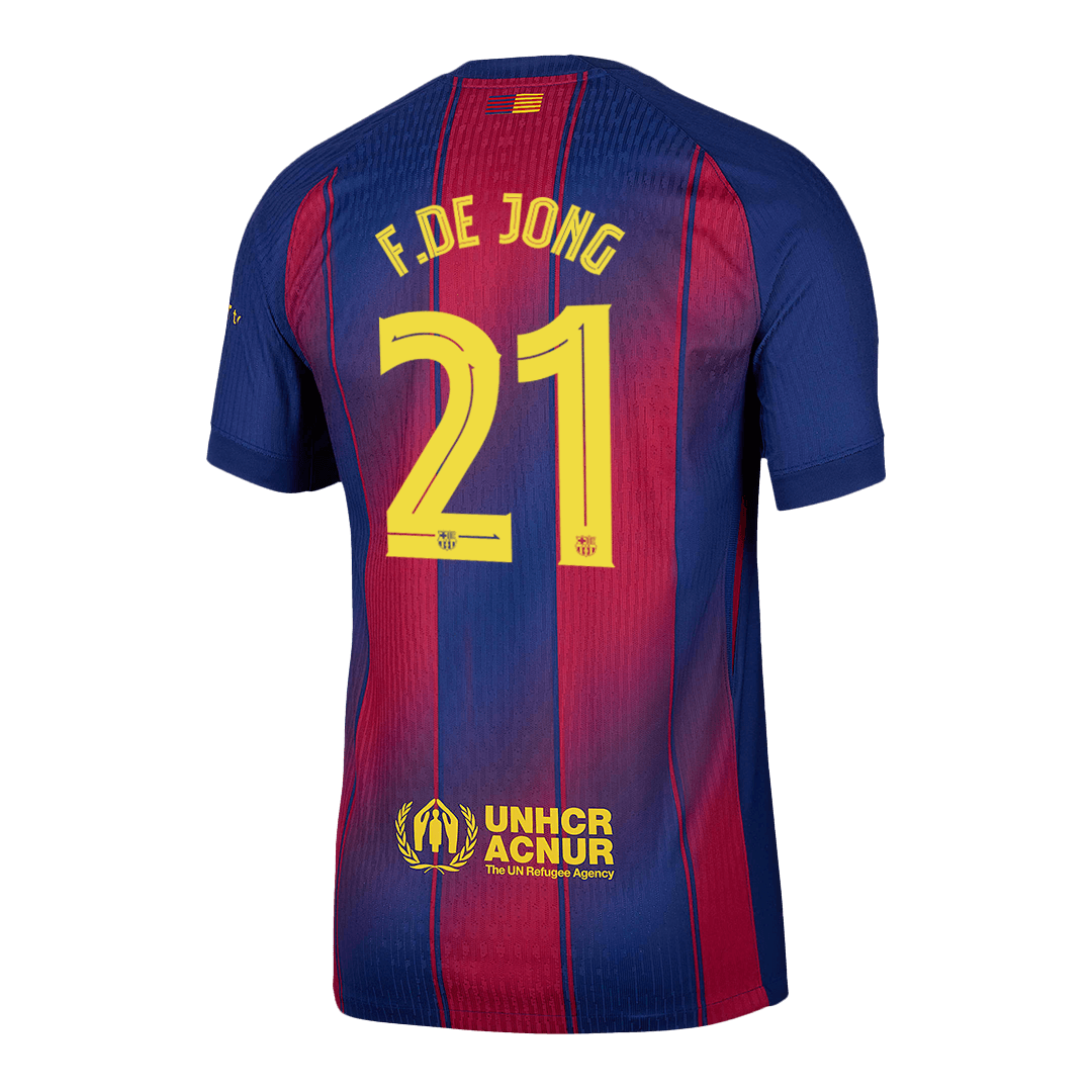 Barcelona F.DE JONG #21 Home Soccer Jersey Authentic 2025/26 - UCL Edition