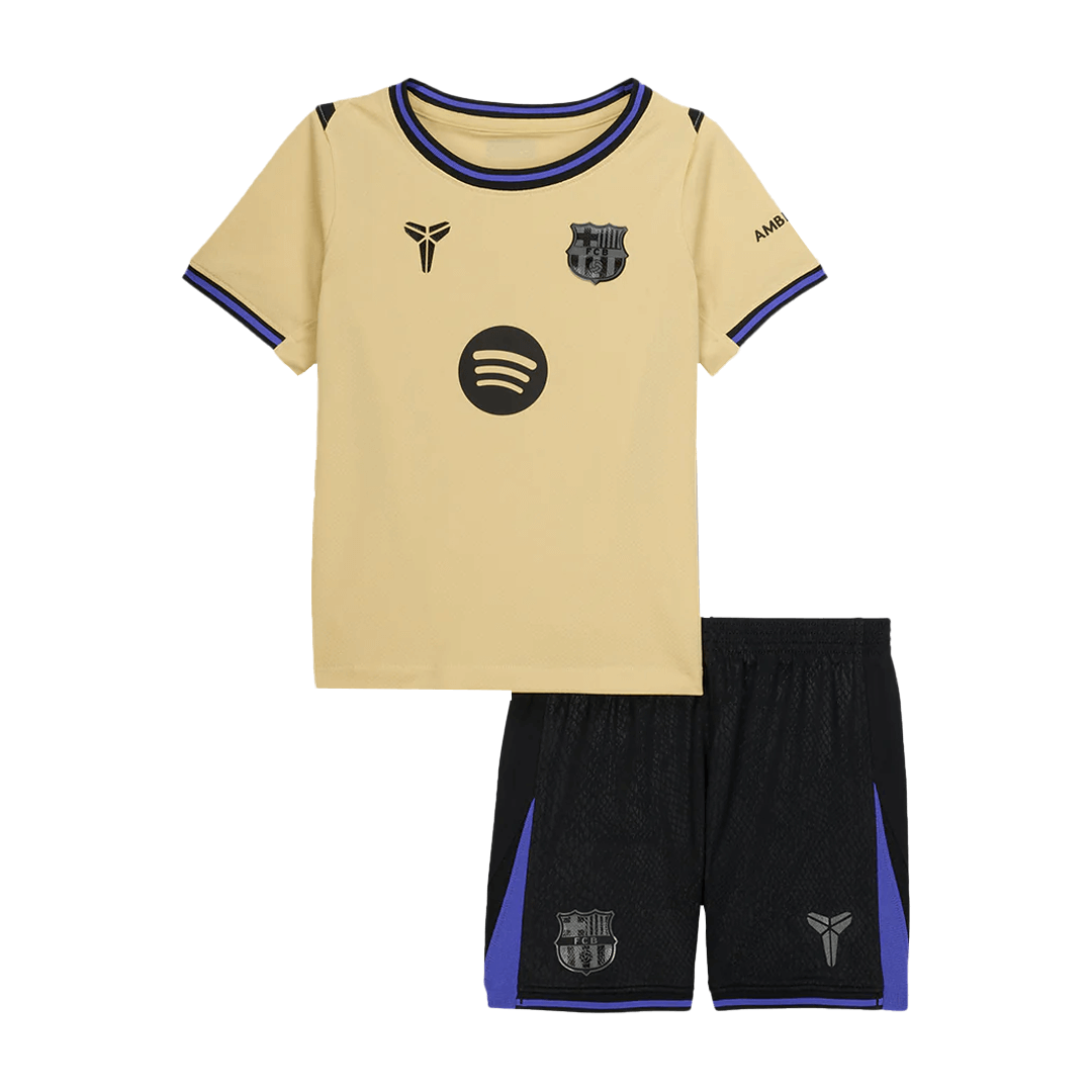 Kid's Barcelona Away Soccer Jersey Kit(Jersey+Shorts) 2025/26 Yellow