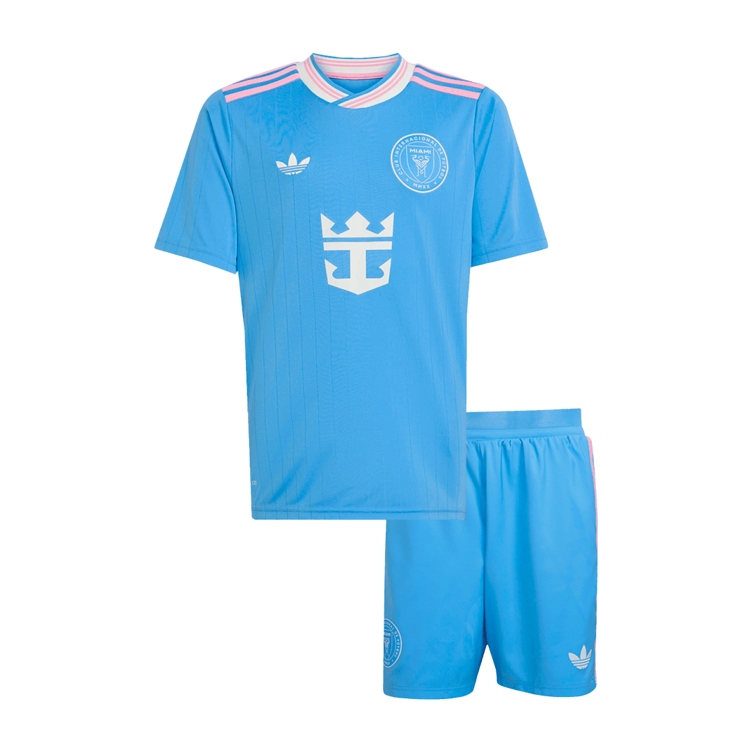 Kid's Inter Miami Third away Soccer Jersey Kit(Jersey+Shorts) 2025 Blue