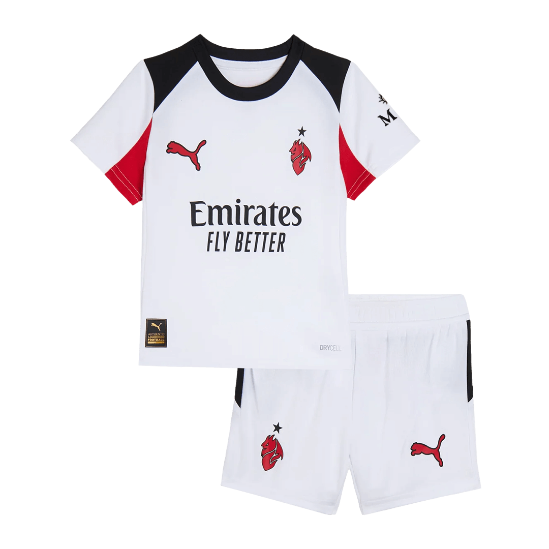 Kid's AC Milan Away Soccer Jersey Kit(Jersey+Shorts) 25/26 White