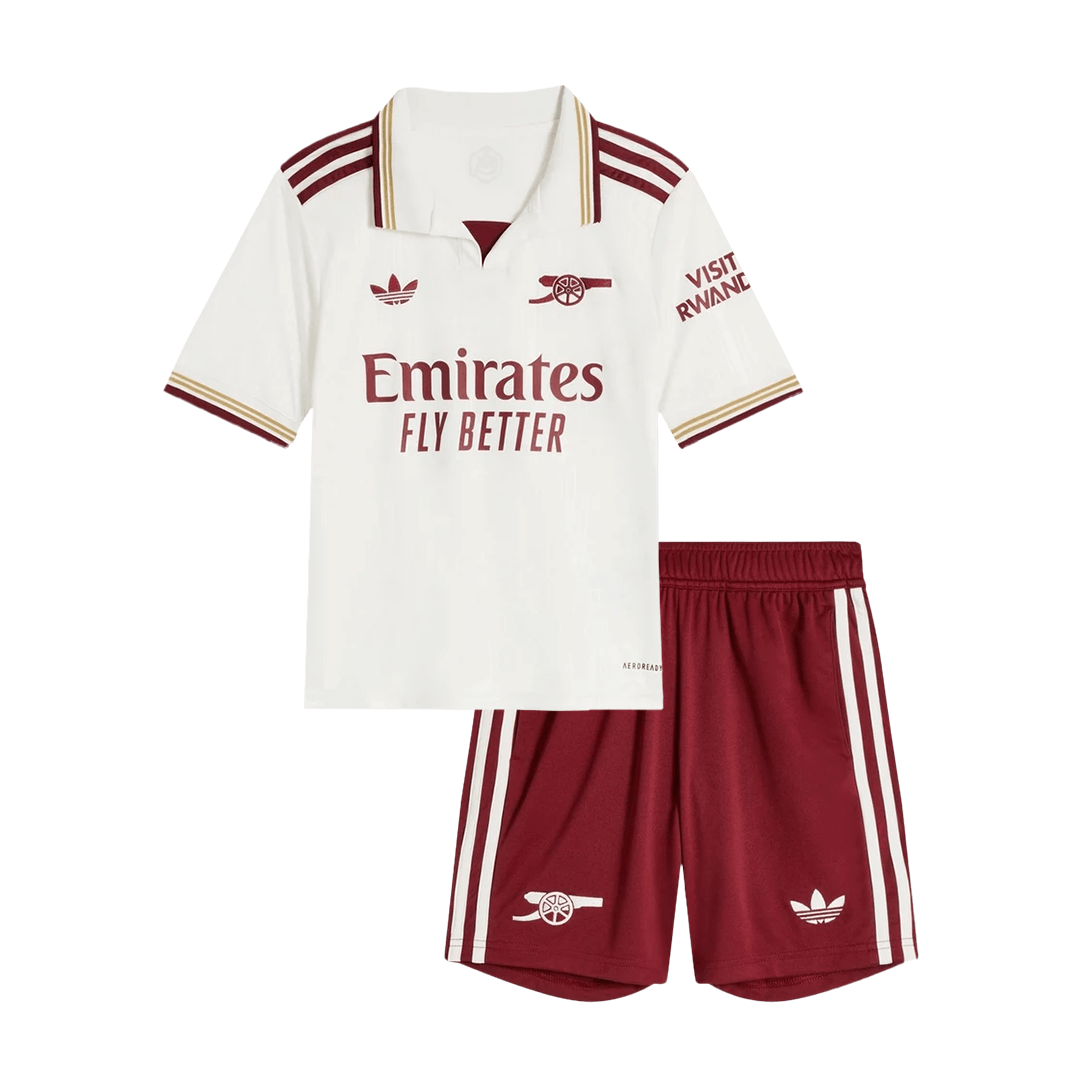 Kid's Arsenal Third Away Soccer Jersey Kit 25/26 White