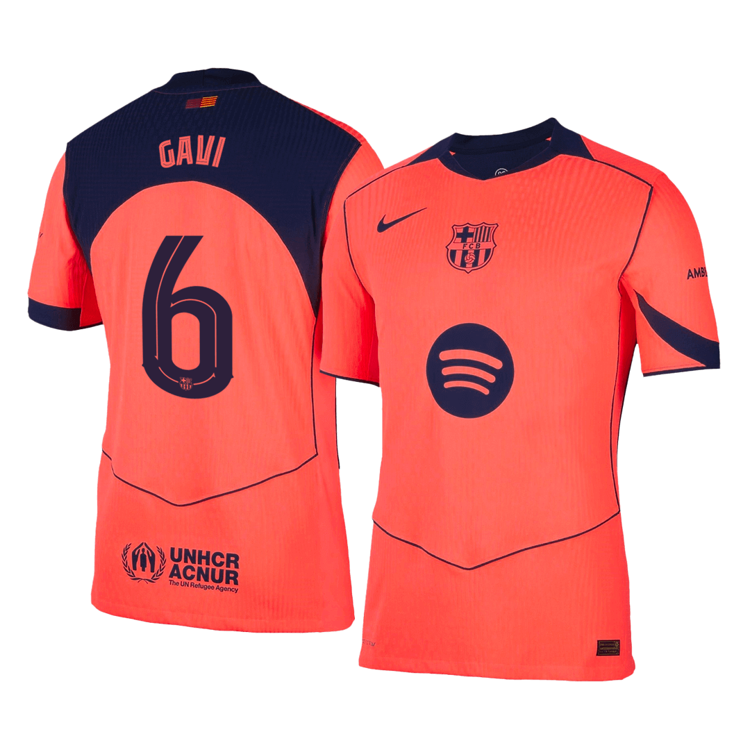 GAVI #6 Authentic Barcelona Third Away Soccer Jersey 25/26 Orange- UCL