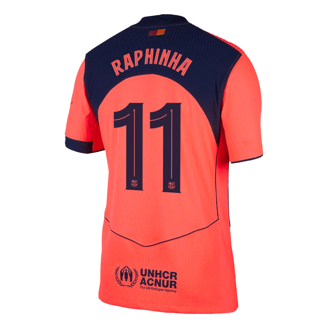 RAPHINHA #11 Authentic Barcelona Third Away Soccer Jersey 25/26 Orange- UCL